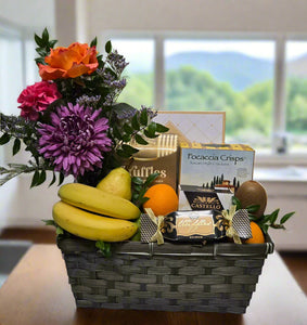 Colorful flowers, Fruit and Snack